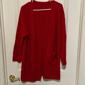 SHEIN Vibrant Red Cardigan Sweater